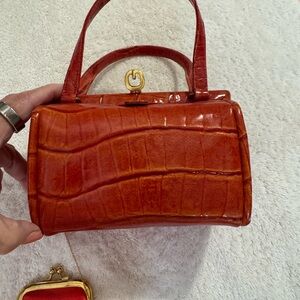Red/Orange Mini Bag with Glossy Finish